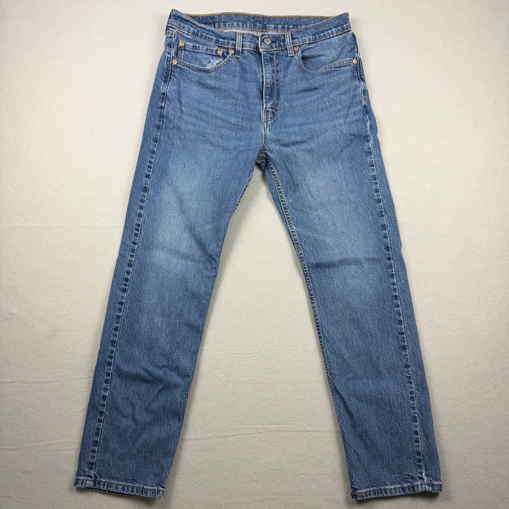 Levi's 505 Mens W34 L32 Blue Regular Fit Straight Leg Denim Jeans Medium Wash